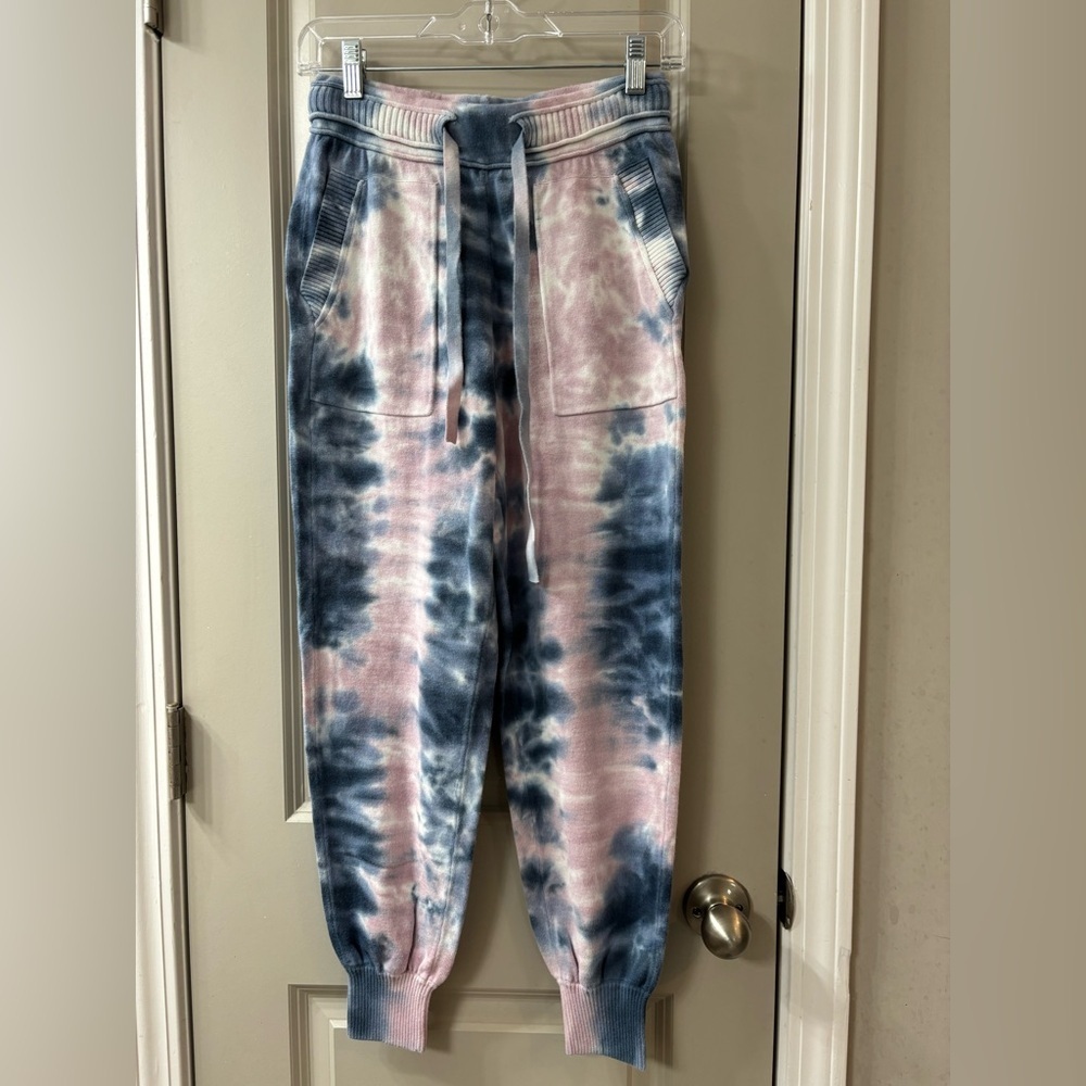 Splendid Tie-Dye Ankle Sweatpants in Pink and Blue